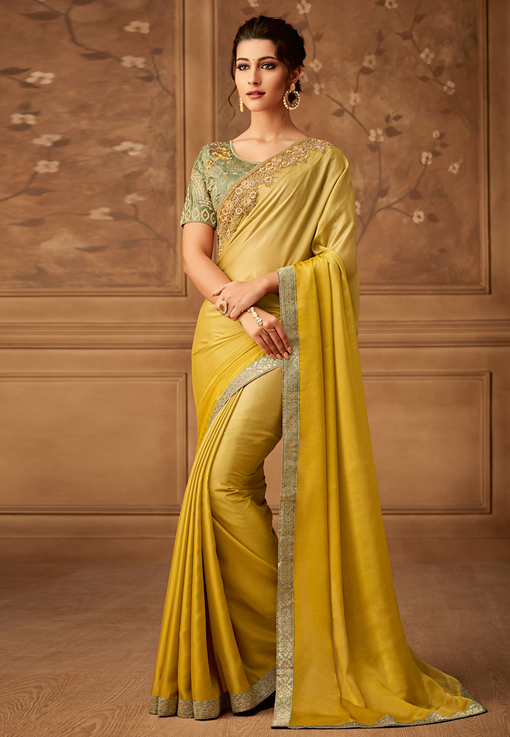yellow silk saree blouse